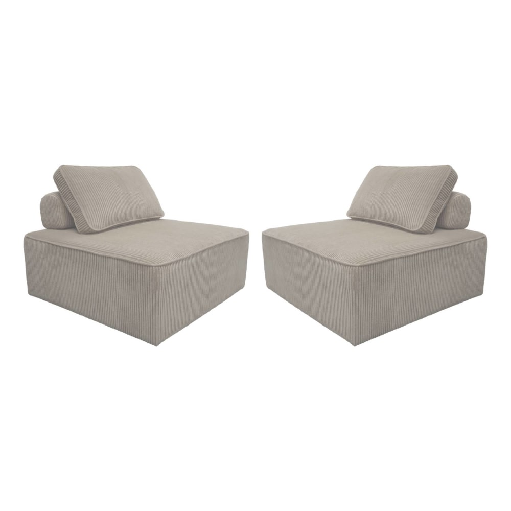 Wohnli Möbelsuche - 2er-Set Sessel ohne Armlehne mit Cord- Bezug hellgrau