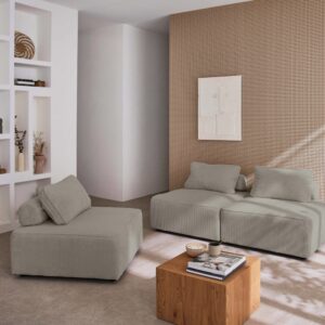 wohnli-moebel-suche-M24099729-1 3er-Set Sessel ohne Armlehne Cord hellgrau 90x40x90cm Samt Grau sweeek Sofas und Sessel Sofas Modulare Sofas