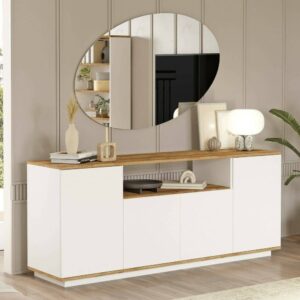 Schrank aus Holzdekor Eiche Braun 180x44,5x75 cm 180x75x45cm Holz Braun Dmora Möbel Esszimmermöbel Sideboards, Highboards & niedrige Anrichten