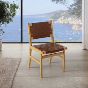 wohnli-moebel-suche-M24101598-1 Stuhl-set 2 braun mit recyceltem Leder 46x82x54cm Holz Braun HOMN Möbel Esszimmermöbel Stühle