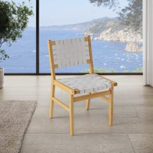 wohnli-moebel-suche-M24101599-1 Stuhl-set 2 Weiß mit recyceltem Leder 46x82x54cm Holz Weiß HOMN Möbel Esszimmermöbel Stühle