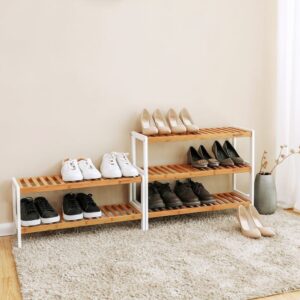 wohnli-moebel-suche-M24103207-1 Schuhregal 3 Ebenen – L70 cm - Holzdekor hell 70x55x26cm Holz Beige Calicosy Möbel Flurmöbel Schuhschränke
