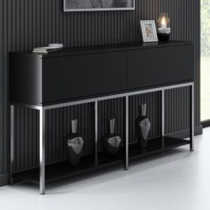 wohnli-moebel-suche-M24103217-1 Konsole 2 Schwingtüren L150 cm - 150x80x30cm Spanplatte Silber Calicosy Möbel Wohnzimmermöbel Konsolentische