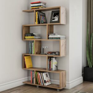 Regal mit 11 Fächern L90 cm - Eichenoptik Dekor 90x156x20cm Spanplatte Braun Calicosy Möbel Wohnzimmermöbel Regale