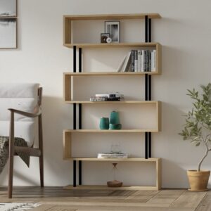 90x163x22cm Spanplatte Beige Calicosy Möbel Wohnzimmermöbel Regale