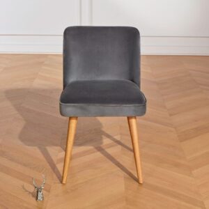2er-Set Stühle aus FSC-zertifiziertem Holz und Samt Wolf Grey 49x83x53cm Holz Grau Robin des Bois Möbel Esszimmermöbel Stühle