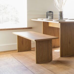 Holzbank im skandinavischen Stil 42x45x160cm Spanplatte Braun Happy Garden Möbel Esszimmermöbel Sitzbank und Holzbank