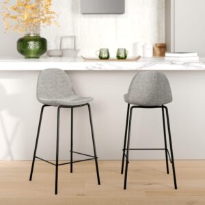 Set aus 2 Stühlen für die Kücheninsel aus hellgrauem Stoff 65,5 cm 43x88x46cm Stoff Grau Maison Pavane Möbel Esszimmermöbel Barhocker