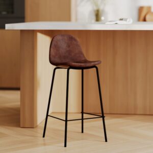wohnli-moebel-suche-M24103786-1 Stuhl für Kücheninsel 65 cm aus braunem Kunstleder 41x89x43cm PVC - Polyvinlychlorid Braun Maison Pavane Möbel Esszimmermöbel Barhocker