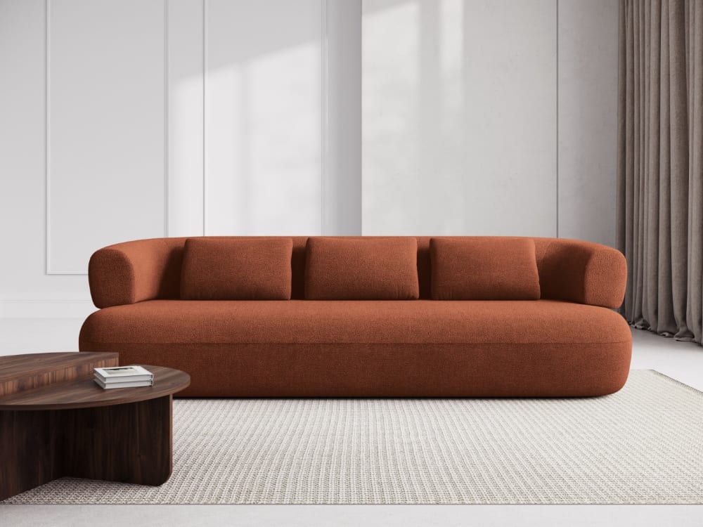 4-Sitzer Sofa aus Boucle ziegelrot 226x73x90cm Stoff Braun Micadoni Home Sofas und Sessel Sofas 2-Sitzer-Sofas & 3-Sitzer-Sofas