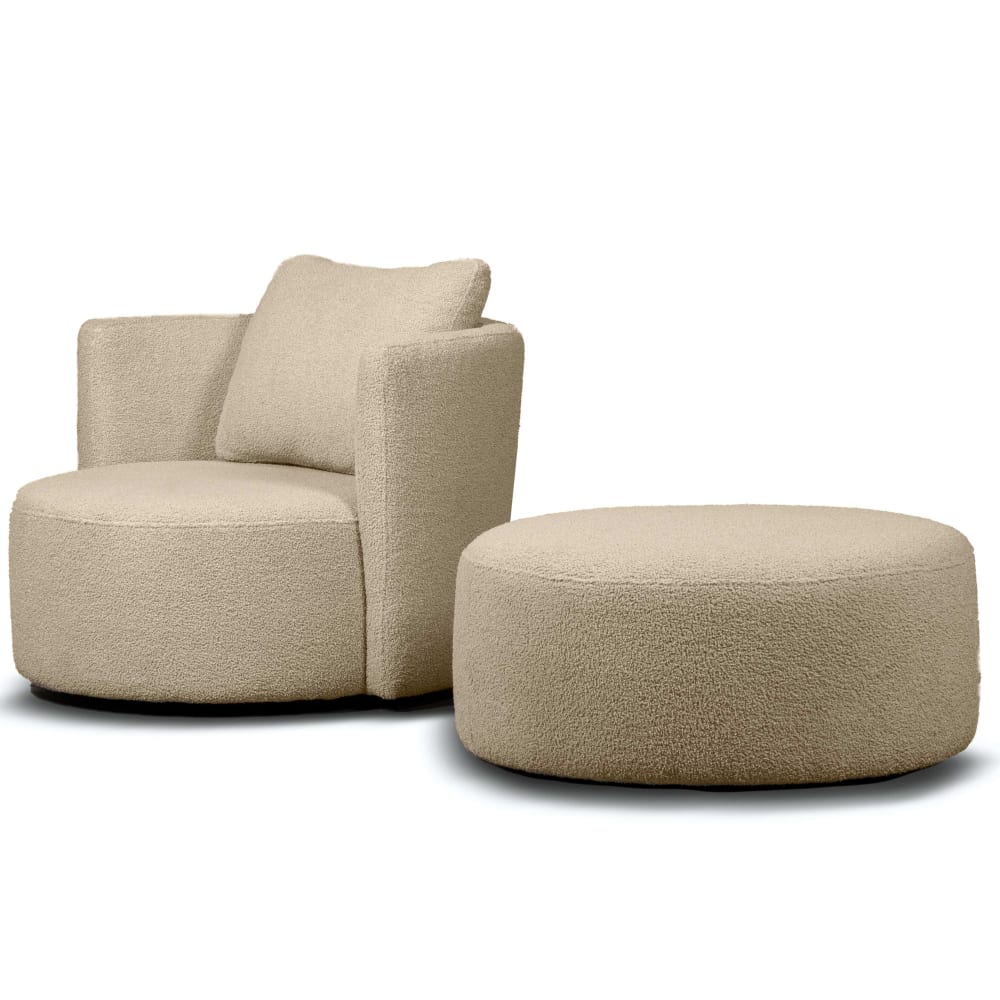 wohnli-moebel-suche-M24106056 Wohnli Möbelsuche - Drehsessel mit 360° Drehfunktion mit Sitzhocker