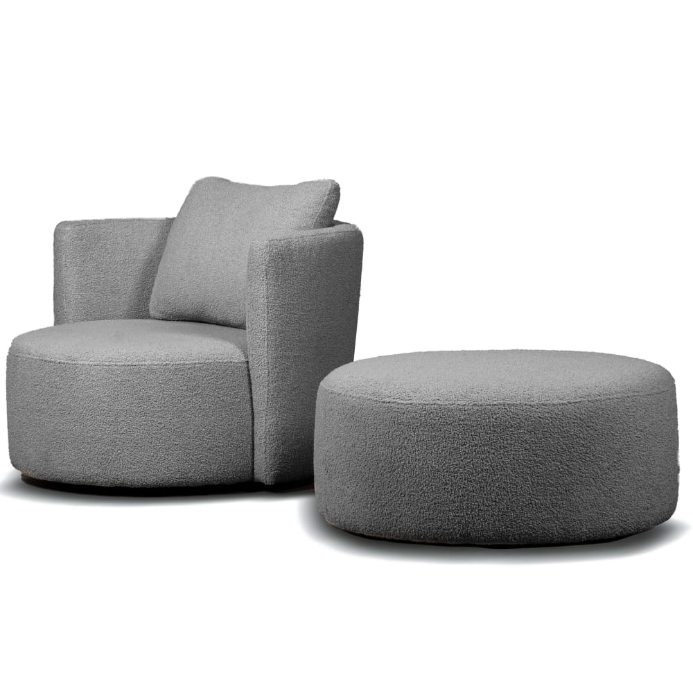 Wohnli Möbelsuche - Drehsessel mit 360° Drehfunktion mit Sitzhocker