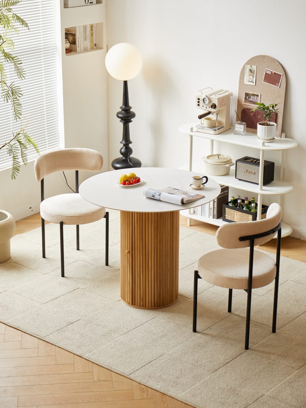 Esstisch aus Massivholz mit Marmor-Optik (4-6) 90x75x90cm Holz Braun Nordlys Möbel Esszimmermöbel Esstische