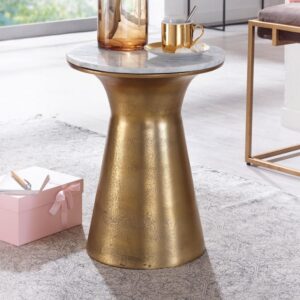 wohnli-moebel-suche-M24106644-1 Beistelltisch aus Marmor, Weiß 35x45x35cm Marmor Weiß FineBuy Möbel Wohnzimmermöbel Beistelltische