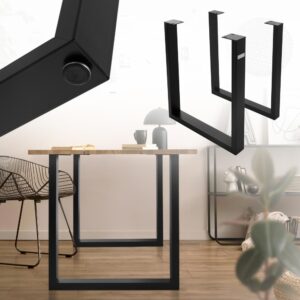 wohnli-moebel-suche-M24106992-1 Tischbeine 2er Set U-Form 70x74 cm Schwarz Stahl Industrial 8x4 cm 70x74x8cm Metall Schwarz ML-Design Möbel Esszimmermöbel Esstische