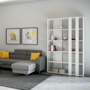 Bücherregal Esche weiß 36x204x120cm Spanplatte Weiß Itamoby Möbel Wohnzimmermöbel Regale