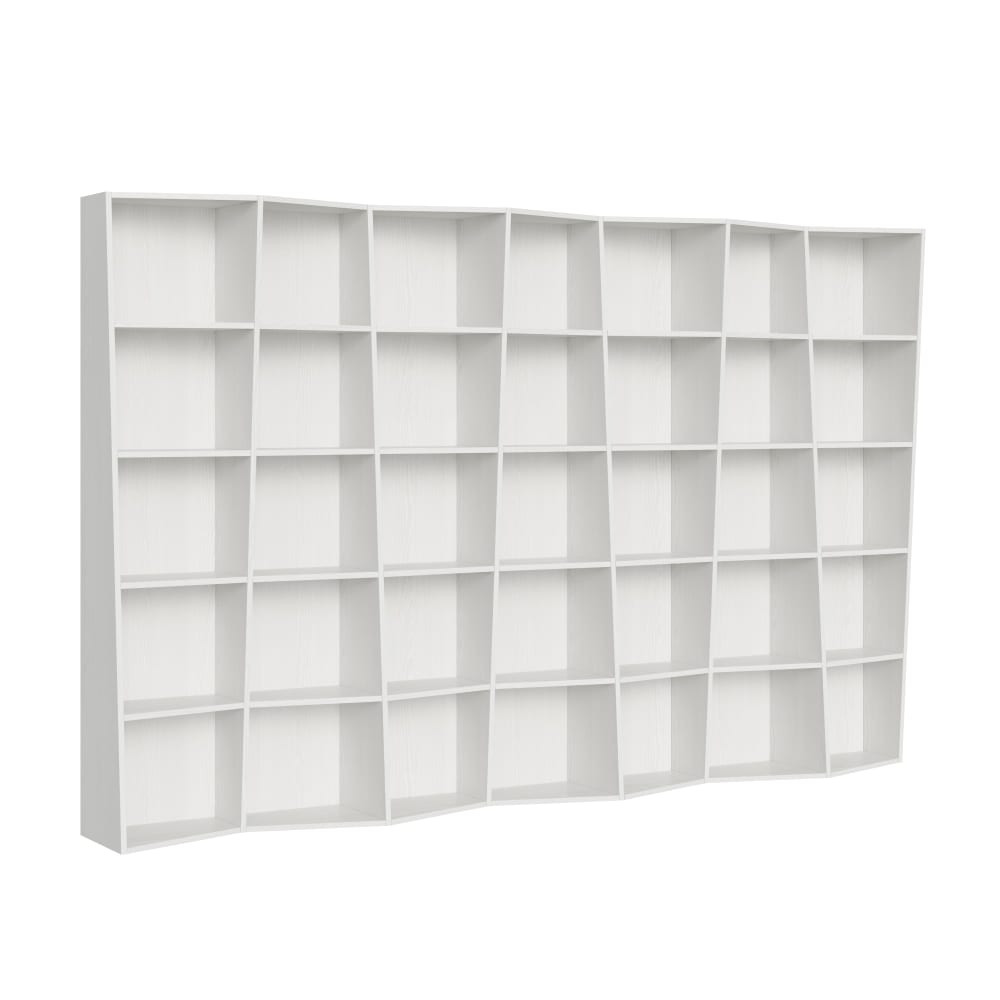 Wohnli Möbelsuche - Modernes Bücherregal 7 Module Esche weiß