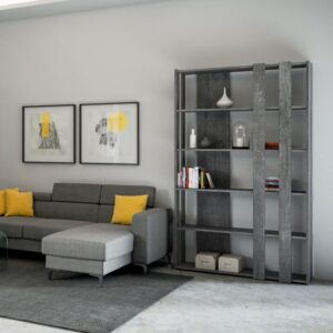 wohnli-moebel-suche-M24107935-1 Bücherregal Zement 36x204x120cm Spanplatte Grau Itamoby Möbel Wohnzimmermöbel Regale