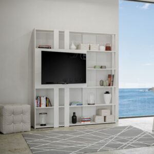 Bücherregal mit TV-Paneel Esche weiß 36x204x178cm Spanplatte Weiß Itamoby Möbel Wohnzimmermöbel Regale