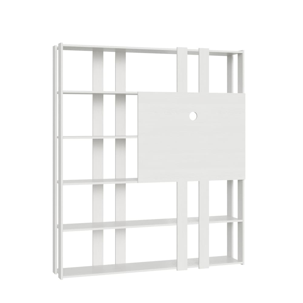 wohnli-moebel-suche-M24107946 Wohnli Möbelsuche - Bücherregal mit TV-Paneel Esche weiß