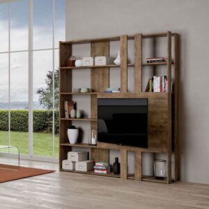 Bücherregal Kato M mit TV-Paneel Nussbaum 36x204x178cm Spanplatte Braun Itamoby Möbel Wohnzimmermöbel Regale