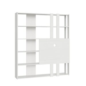 wohnli-moebel-suche-M24107951 Wohnli Möbelsuche - Bücherregal mit TV-Paneel Esche weiß