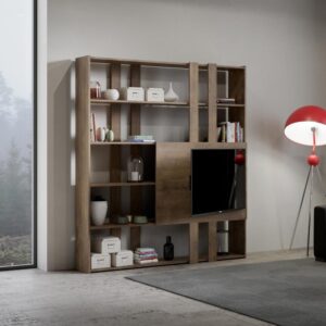 Bücherregal Kato H mit TV-Paneel Nussbaum 36x204x178cm Spanplatte Braun Itamoby Möbel Wohnzimmermöbel Regale