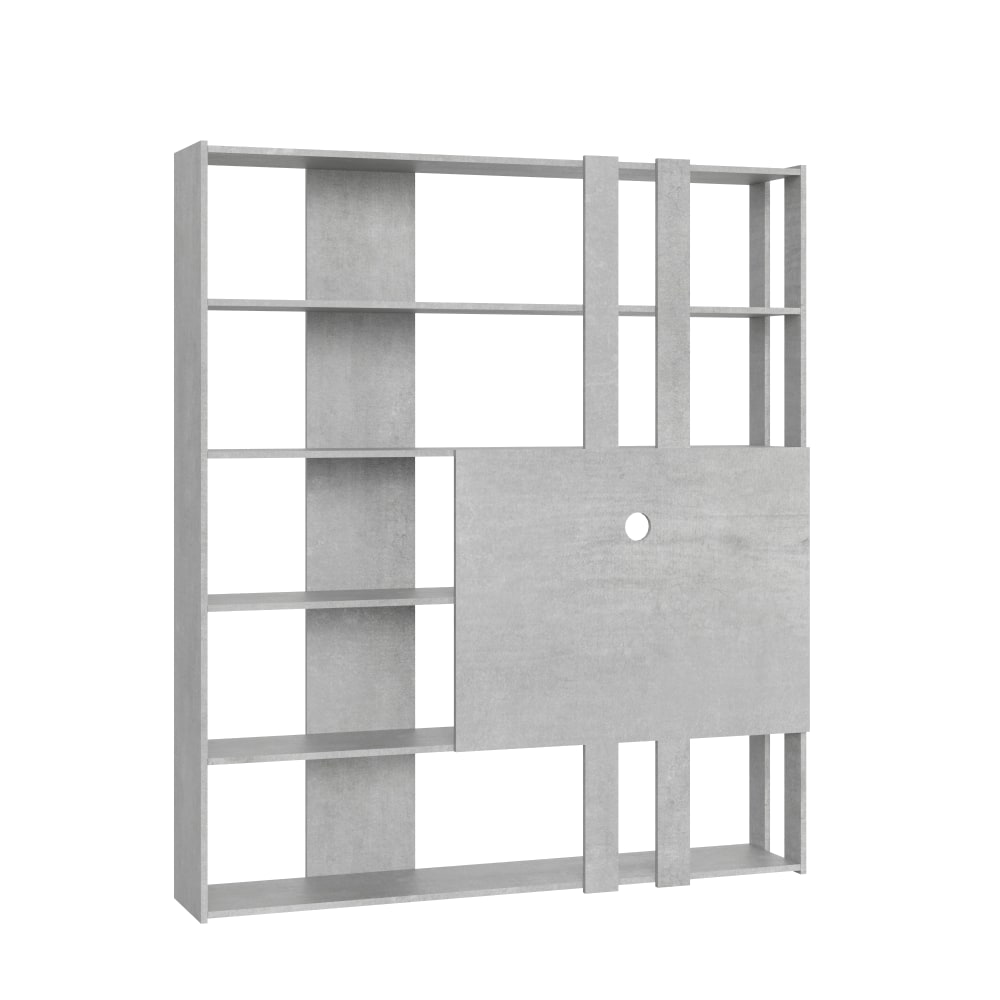 wohnli-moebel-suche-M24107963 Wohnli Möbelsuche - Bücherregal mit TV-Paneel Zement