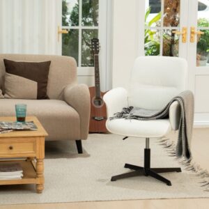 Weißer Frottee-Drehsessel mit Armlehnen 62x93x60cm Stoff Weiß Urban Meuble Sofas und Sessel Sessel, Poufs und Fußbänke Sessel