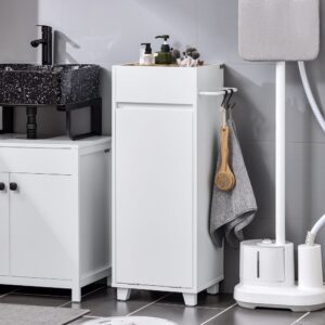 wohnli-moebel-suche-M24110454-1 Wäscheschrank mit Wäschesack Badezimmerschrank aus MDF(E1) Weiß 35x90x30cm Spanplatte Weiß SoBuy Möbel Badezimmermöbel