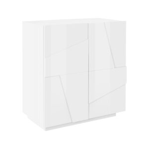 Wohnli Möbelsuche - Sideboard in Hochglanz weiß mit Holzeffekt 81x44h86 cm