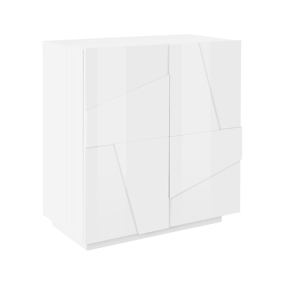 Wohnli Möbelsuche - Sideboard in Hochglanz weiß mit Holzeffekt 81x44h86 cm