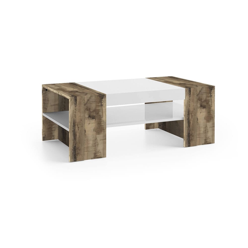 wohnli-moebel-suche-M24110459 Wohnli Möbelsuche - Weiß glänzender Couchtisch in Holzoptik