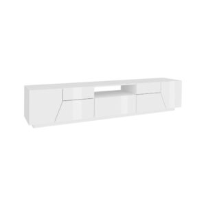 Wohnli Möbelsuche - TV-Schrank in Holzoptik weiß glänzend 220x43h46 cm