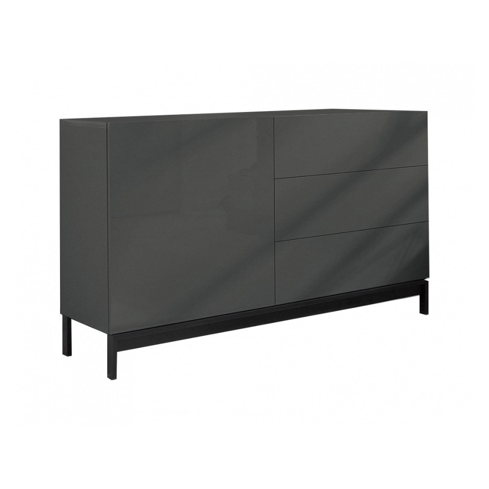 wohnli-moebel-suche-M24110469 Wohnli Möbelsuche - Hochglanz-anthrazitfarbenes Sideboard in Holzoptik 110x40h48 cm