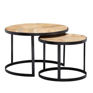 Wohnli Möbelsuche - 2er Set Couchtische rund aus Mango Massivholz