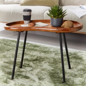 Couchtisch Nierenform aus Sheesham Massivholz Braun 40x51x71cm Holz Braun FineBuy Möbel Wohnzimmermöbel Couchtische