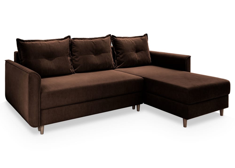 Wohnli Möbelsuche - Ecksofa mit Schlaffunktion aus Plüsch-Stoff