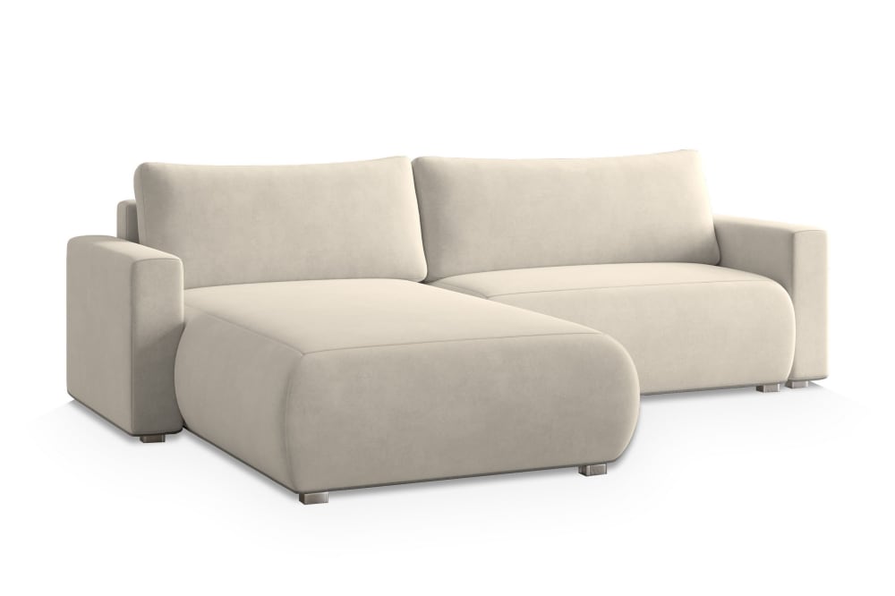 Wohnli Möbelsuche - Ecksofa mit Schlaffunktion aus Velours-Stoff