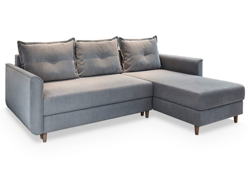 Wohnli Möbelsuche - Ecksofa mit Schlaffunktion aus Plüsch-Stoff