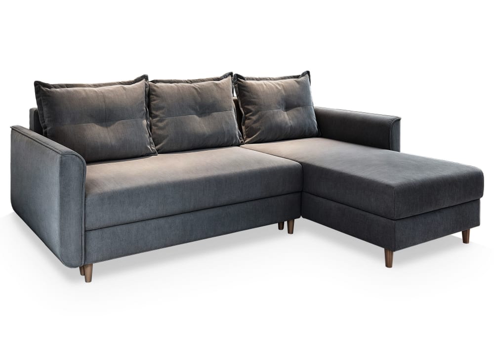 Wohnli Möbelsuche - Ecksofa mit Schlaffunktion aus Plüsch-Stoff