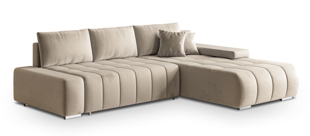 Wohnli Möbelsuche - Ecksofa mit Schlaffunktion aus Velours-Stoff