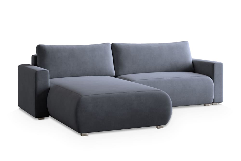 Wohnli Möbelsuche - Ecksofa mit Schlaffunktion aus Velours-Stoff