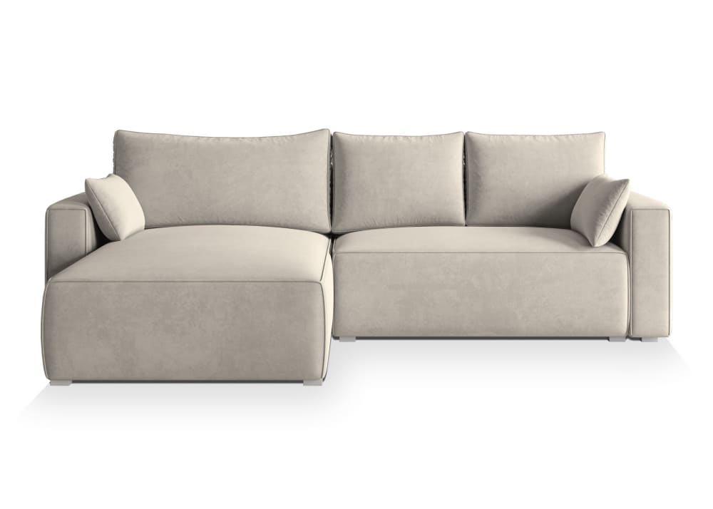 Wohnli Möbelsuche - Ecksofa mit Schlaffunktion aus Velours-Stoff