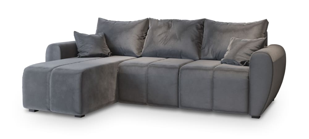 Wohnli Möbelsuche - Ecksofa mit Schlaffunktion aus Plüsch-Stoff