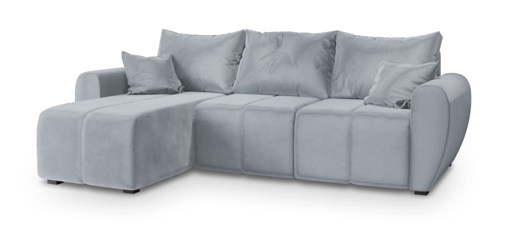 Wohnli Möbelsuche - Ecksofa mit Schlaffunktion aus Plüsch-Stoff