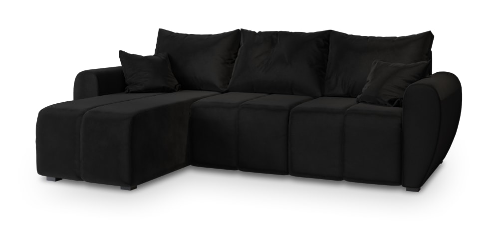 Wohnli Möbelsuche - Ecksofa mit Schlaffunktion aus Plüsch-Stoff