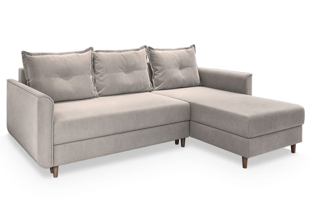 Wohnli Möbelsuche - Ecksofa mit Schlaffunktion aus Plüsch-Stoff