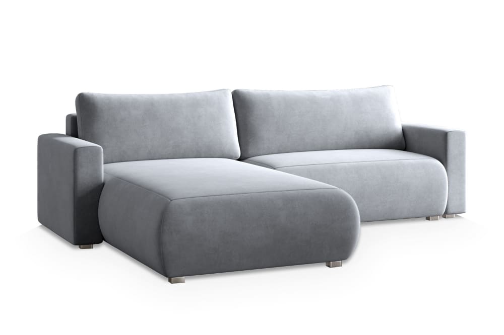 Wohnli Möbelsuche - Ecksofa mit Schlaffunktion aus Velours-Stoff