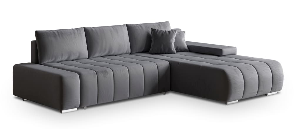 Wohnli Möbelsuche - Ecksofa mit Schlaffunktion aus Velours-Stoff